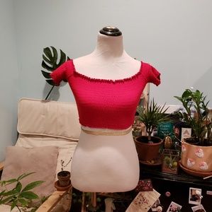 Red Off Shoulder Crop Top